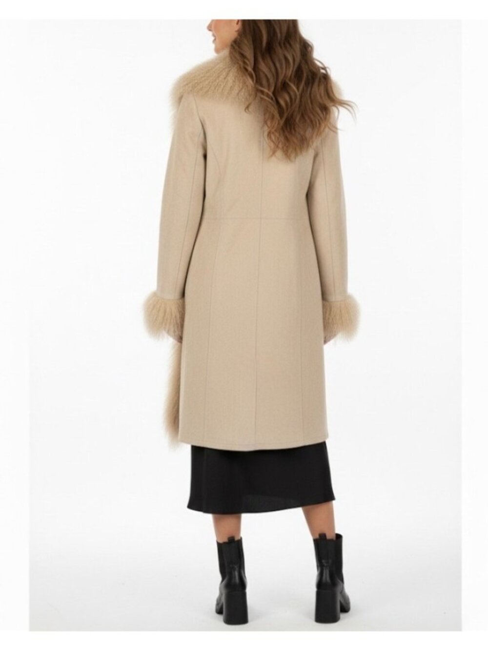 Vintage Raffaelo Beige Suede Leather Penny Lane Afghan Shearling Coat XL Boho - Picture 6 of 9